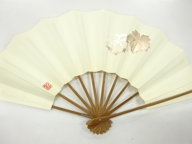 JAPANESE KIMONO / VINTAGE MAI-OUGI ( FOLDING FAN FOR DANCE) / FLOWER